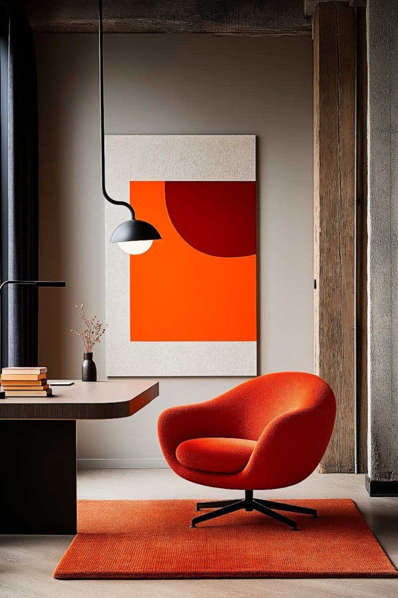 An orange armchair in the TWNTIS lounge